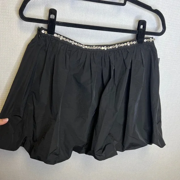 Hyacinth House Black Taffeta Camila Embellished Bubble Mini Skirt Womens Medium